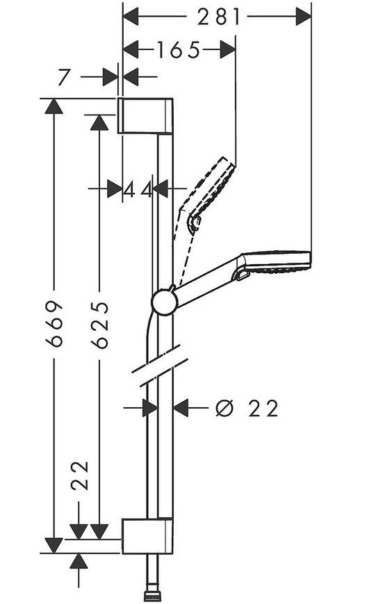 Душевой набор HANSGROHE CROMETTA 100 Vario 65 см хром/белый 26532400 - 26532400
