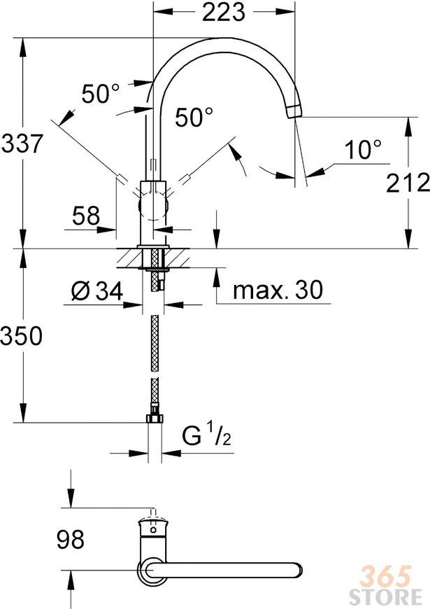 Смеситель для мойки GROHE&nbsp;BauClassic&nbsp;31234000 - 31234000