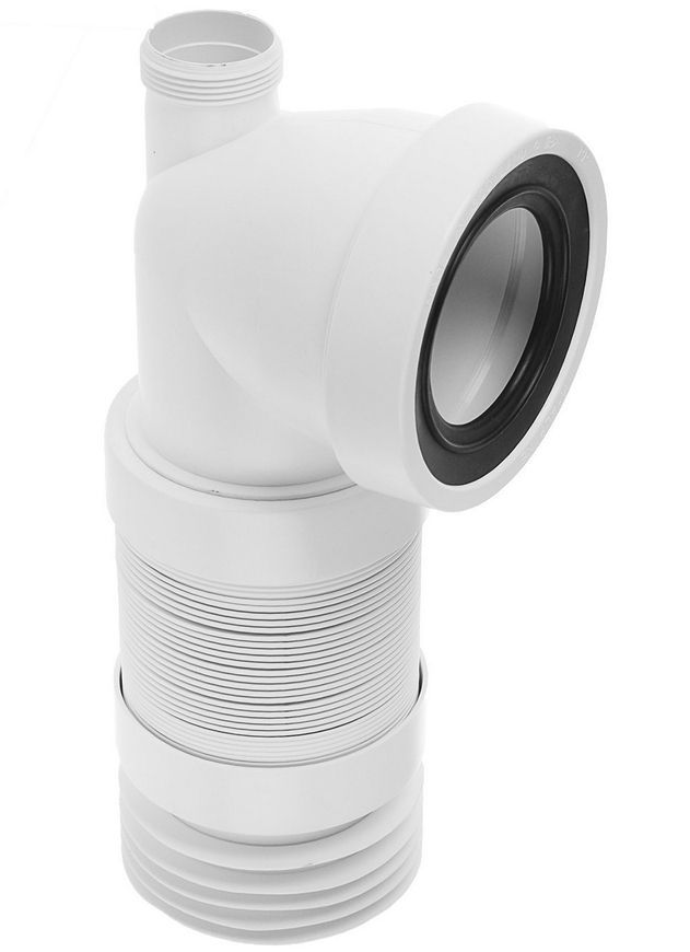 Канализационное гибкое подключение (колено) McALPINE 280-500 мм 90&deg; 97-107/110 мм с отводом 40 мм WC-CON8FD