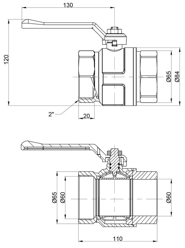 Кран шаровой ICMA 2" прямой PN25 №350 87350AJ11 - 87350AJ11