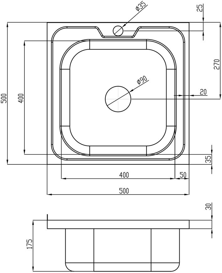 Кухонная мойка LIDZ 5050 Satin 0,8 мм (175) - LIDZ5050SAT8