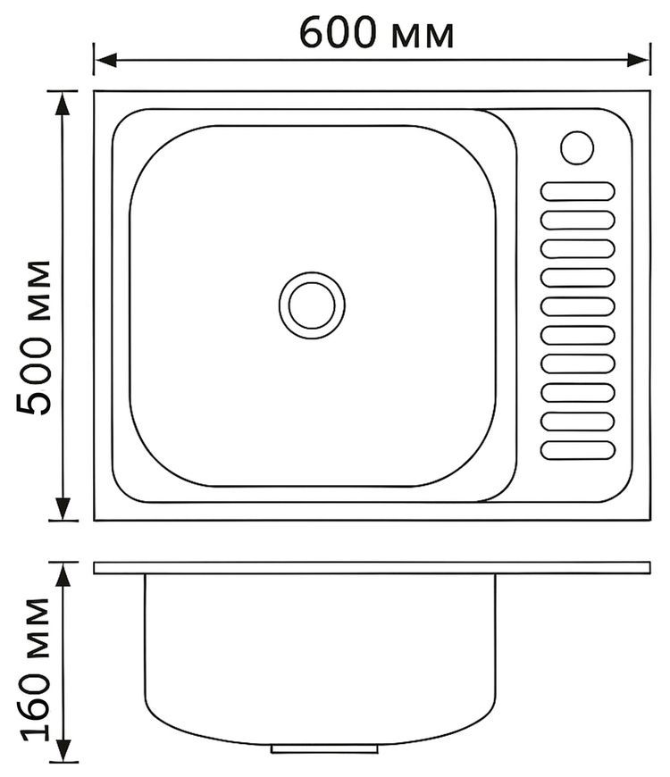 Мийка для кухні накладна Brinex 6050-L Satin 0,6 мм BRIN6050LSAT06 - BRIN6050LSAT06