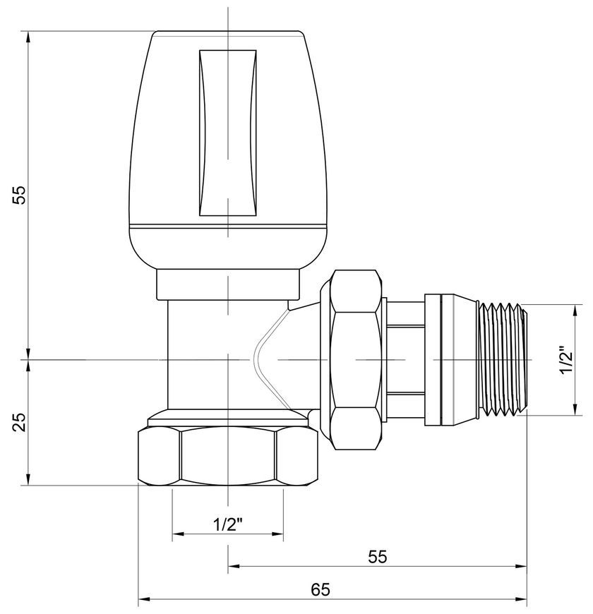 Вентиль радиаторный ручной Icma 1/2"х1/2" с антипротечкой угловой №802+940 82802AD06940 - 82802AD06940