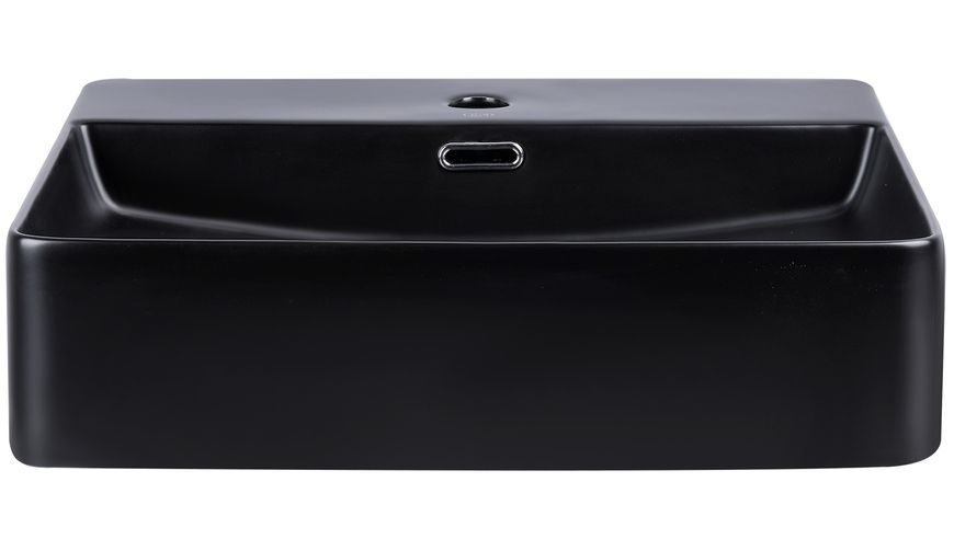 Раковина QTAP Nando LT 495х440х130 Matt black з донним клапаном QT12112173SMBMB - QT12112173SMBMB