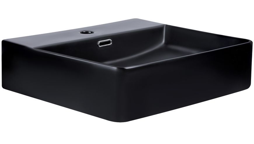 Раковина QTAP Nando LT 495х440х130 Matt black з донним клапаном QT12112173SMBMB - QT12112173SMBMB