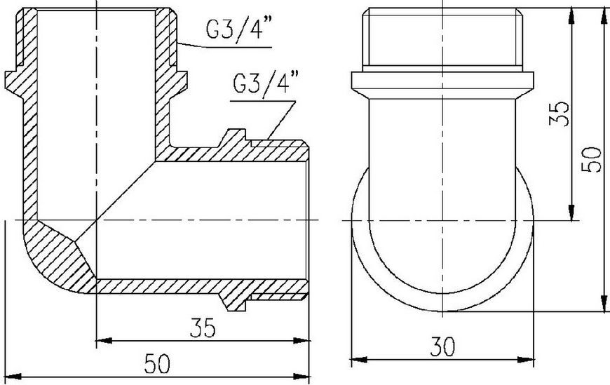 Уголок латунный SD Forte 3/4"НРх3/4"НР никелированный SF37320
