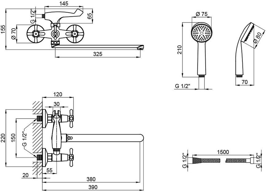 Змішувач для ванни LIDZ Dominox 143 довгий вилив LDDOM143CRM35530 - LDDOM143CRM35530
