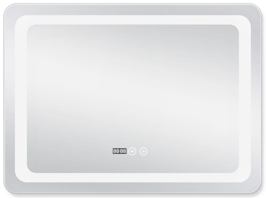 Зеркало QTAP Mideya 800х600 (DC-F908) с LED-подсветкой, антизапотеванием, часами, сенсорным выключателем QT2078F908W