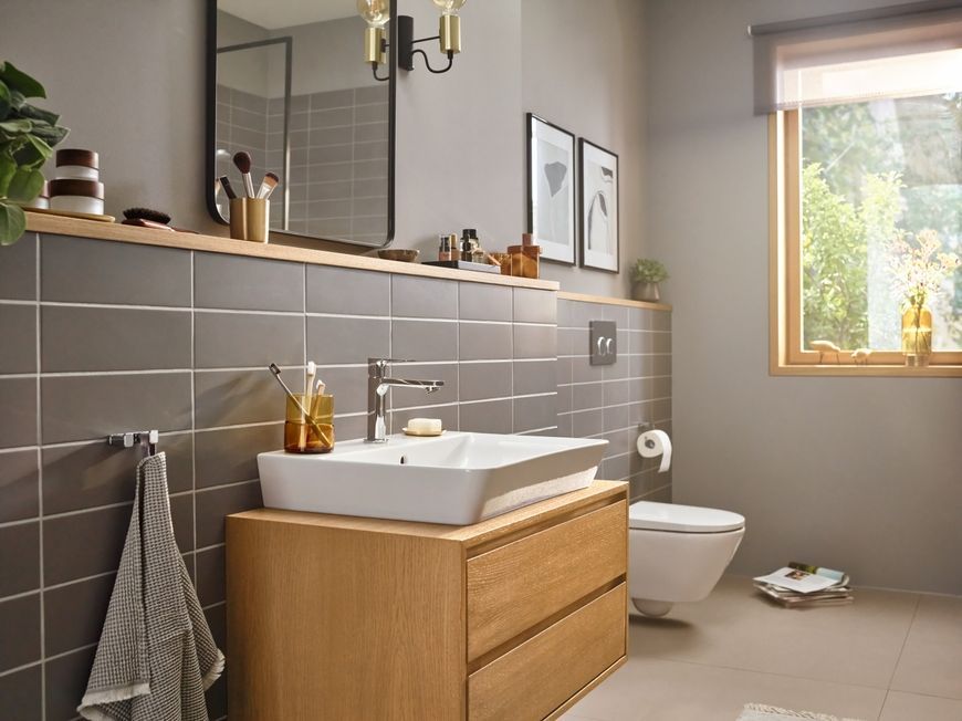Смеситель для раковины HANSGROHE Rebris E 110 CoolStart EcoSmart+ хром 72589000 с донным клапаном - 72589000