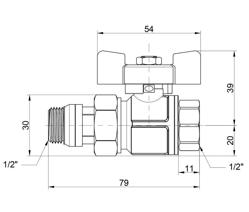 Кран кульовий з "американкою" ICMA 1/2" з антипротіканням прямий №348 87348AD11 - 87348AD11