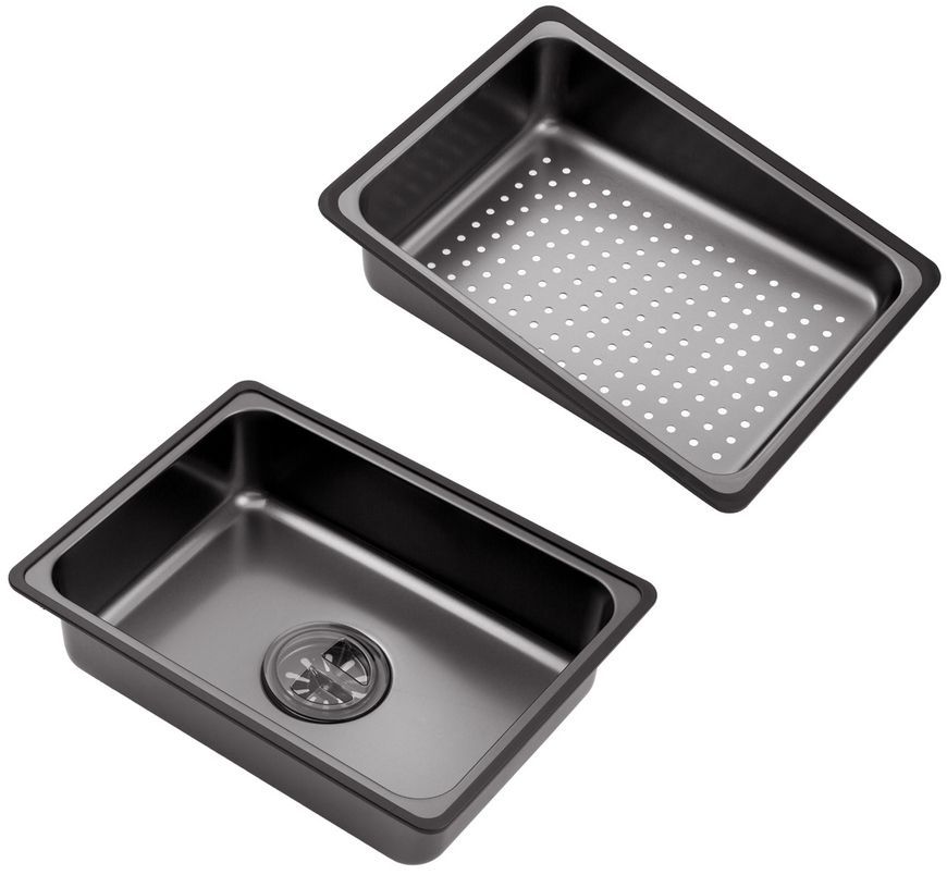 Кухонная мойка Kroner KRP Schwarze-SET7545F3HM PVD 3,0/0,8 мм графит CV036721 - Schwarze-SET7545F3HM