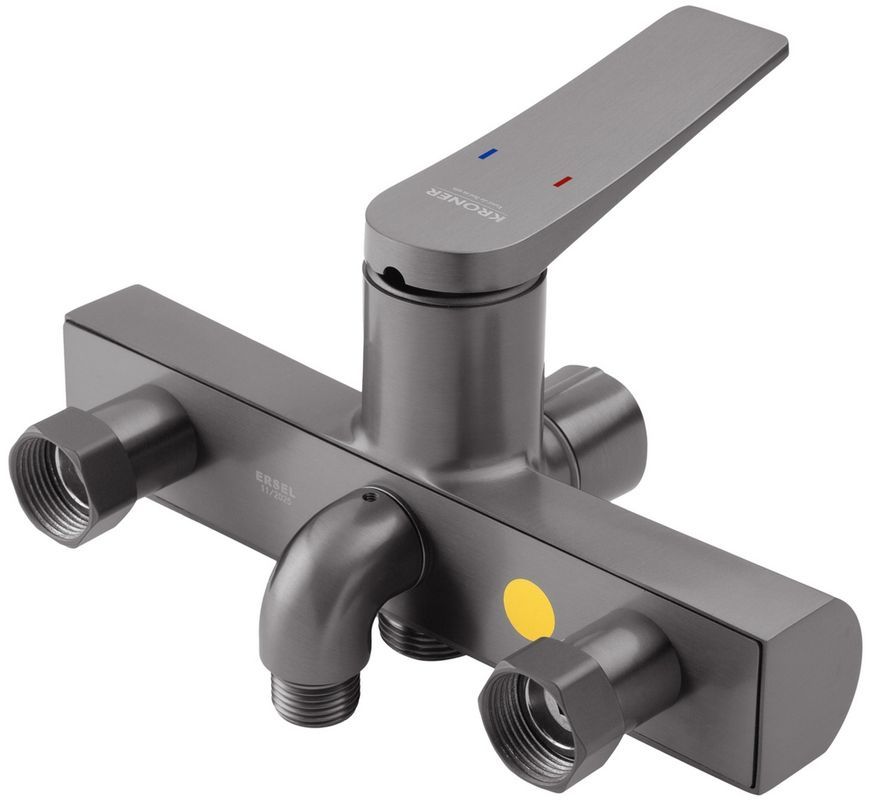 Смеситель для ванны Kroner KRP Terra-GRP070 с душевым гарнитуром, графит, латунь CV035570 - Terra-GRP070