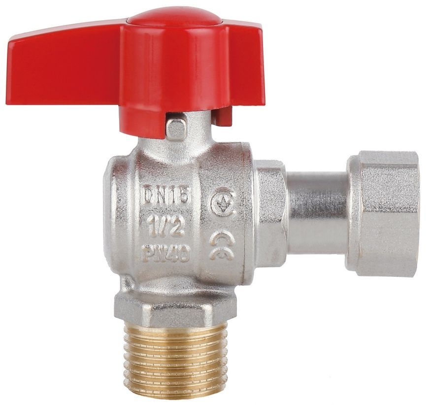 Кран шаровой угловой с накидной гайкой Thermo Alliance Standart 1/2" ВН латунь PN40 TAS224W15