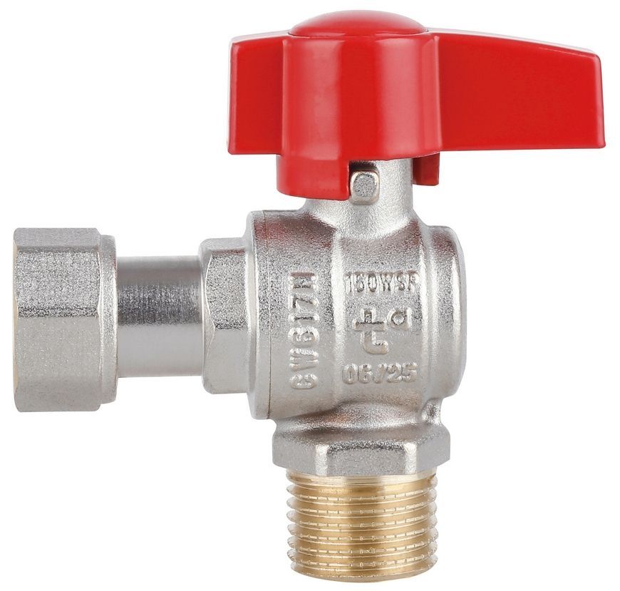 Кран шаровой угловой с накидной гайкой Thermo Alliance Standart 1/2" ВН латунь PN40 TAS224W15