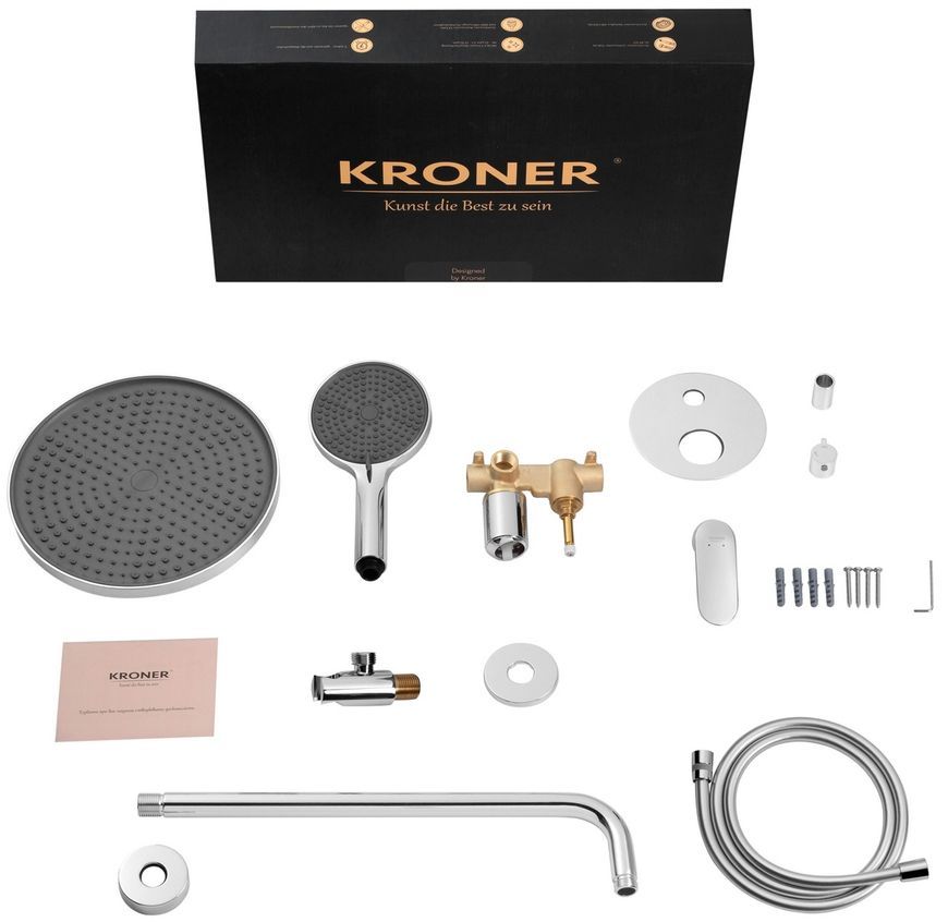 Душевая система скрытого монтажа Kroner Element 211335B-0101 на 2 потребителя, латунь, хром CV036001 - Element 211335B-0101