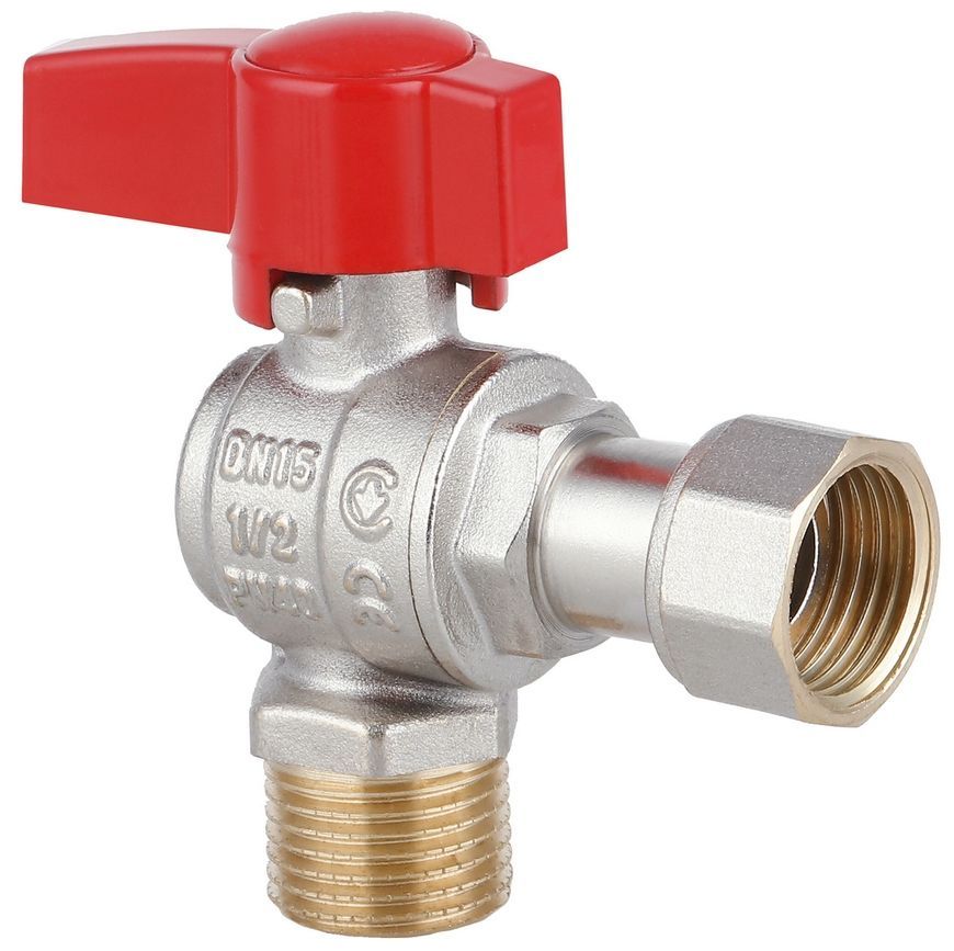 Кран шаровой угловой с накидной гайкой Thermo Alliance Standart 1/2" ВН латунь PN40 TAS224W15