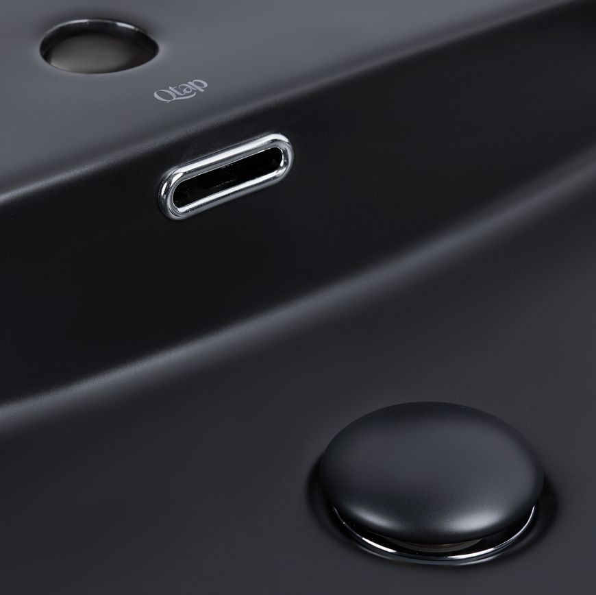 Раковина QTAP Nando LT 495х440х130 Matt black з донним клапаном QT12112173SMBMB - QT12112173SMBMB