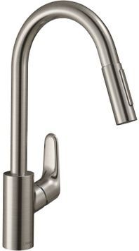 Змішувач для кухонної мийки HANSGROHE Focus 240 2jet з висувним виливом Stainless Steel Finish 31815800 - 31815800