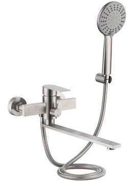 Змішувач для ванни Lidz Nexus 005 Nickel k35 з душовим гарнітуром LDNEX005NKS49187 - LDNEX005NKS49187