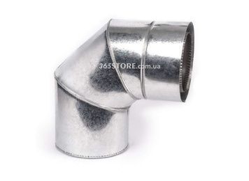 Колено термо (сэндвич) дымоходное ВЕНТ УСТРИЙ из нержавеющей стали &Oslash;400/460, 90&deg;, 0,8 мм - VU-К-U-D400-90-0,8