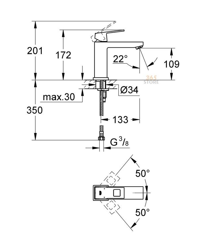 Змішувач для умивальника GROHE Eurocube 23446000 - 23446000