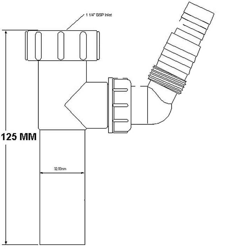 Подовжувач McALPINE для сифону з підключенням пральної машини 1 1/2″х32 мм з гайкою хром латунь RS7