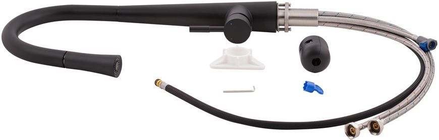 Смеситель для кухни QTAP Evička 9135103UB с выдвижным изливом (черный) - QTEVI9135103UB