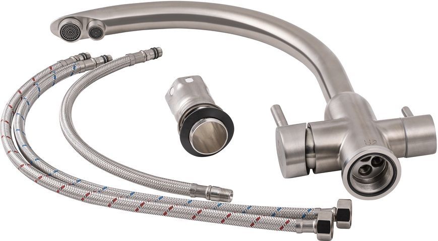 Змішувач для кухні LIDZ Aria 020F2 Nickel з вбудованим краном для питної води LDARI020F2NKS28781 - LDARI020F2NKS28781