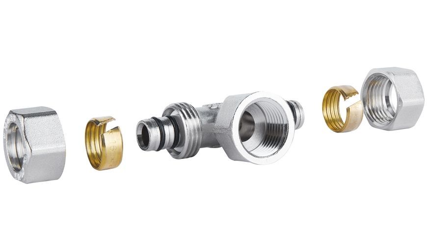 Трійник обтискний SD Plus 16х1/2"х16 ВР розбірний латунь SD159W161516