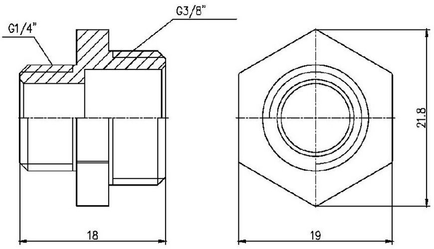 Ніпель латунний SD Forte 3/8"х1/4" редукційний нікельований SF35996