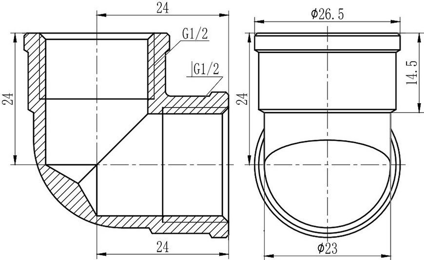 Уголок латунный SD Forte 1/2"ВРх1/2"ВР хромированный SF368H15