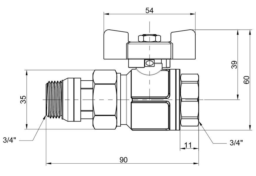 Кран кульовий з американкою та антипротіканням Icma 3/4" прямий №348 87348AE11 - 87348AE11