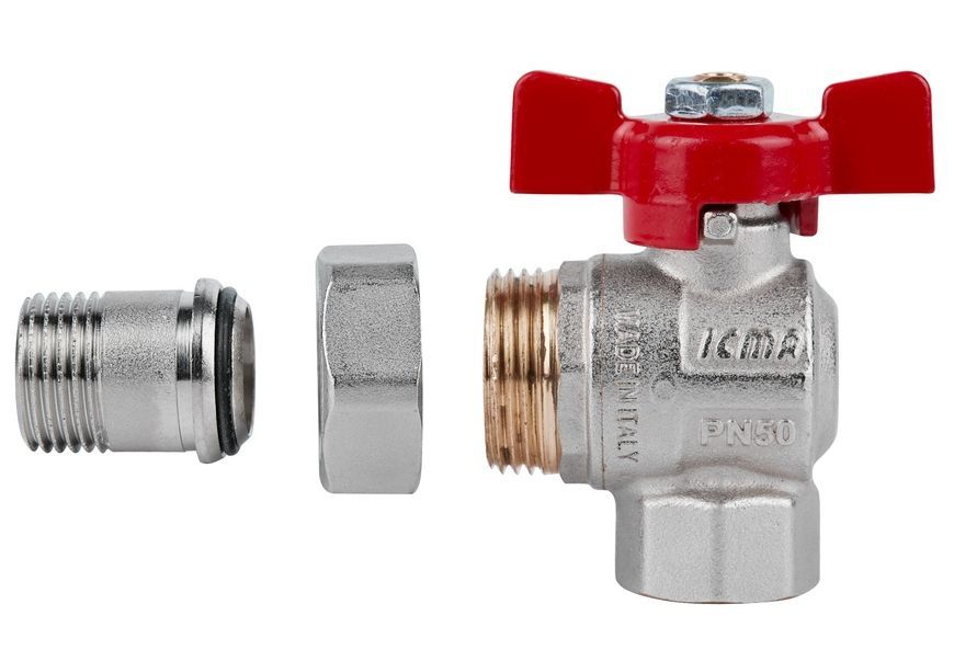 Кран шаровой с "американкой" Icma Far. Rossa 1/2" угловой №361 87361AD11 - 87361AD11