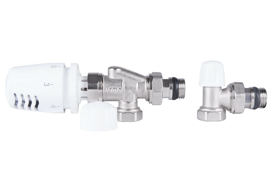 Термокомплект кранов с термоголовкой Icma 1/2" с антипротечкой угловой №KIT 1100+878-940+805-940 82KITNAD061100