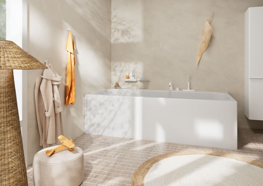 Смеситель для ванны HANSGROHE Tecturis S на 3 отверстия с sBox Matt White 73447700 белый матовый - 73447700