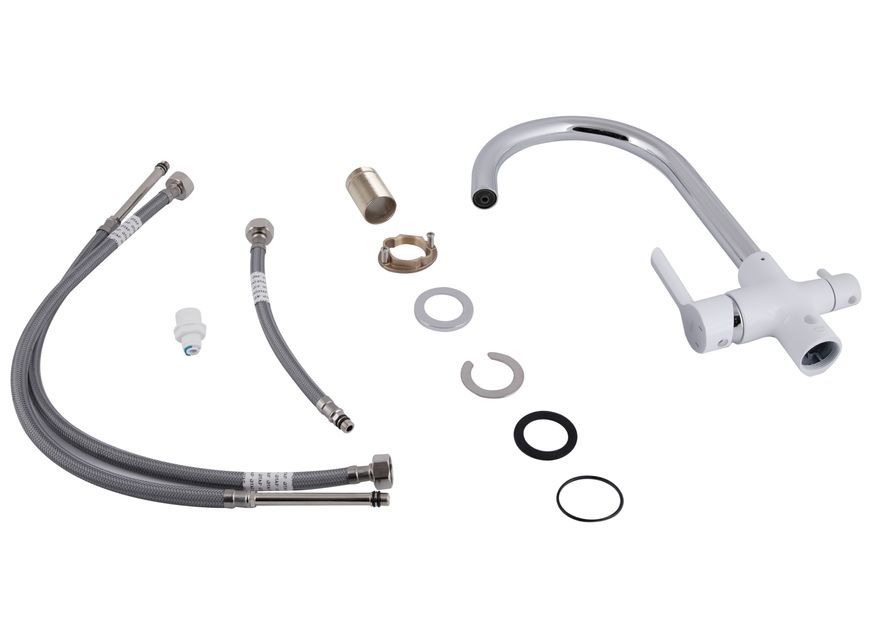 Змішувач для кухні Qtap Grand з підключенням для питної води Chrome/White QTGRA362CRW45668 - QTGRA362CRW45668
