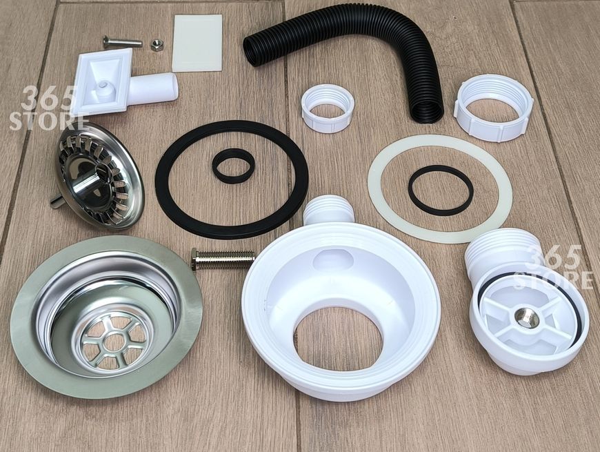 Слив для кухонной мойки McALPINE 1 1/2&rdquo;x113 мм 90&deg; с прямоугольным переливом, хром, нержавеющая сталь HC162R-FS
