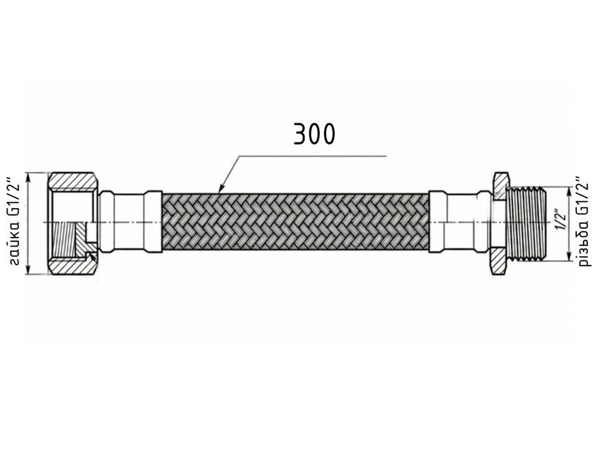 Шланг для підключення води Thermo Alliance Forte 30 см 1/2"x1/2" ВЗ нерж. обплетення TAF386W30