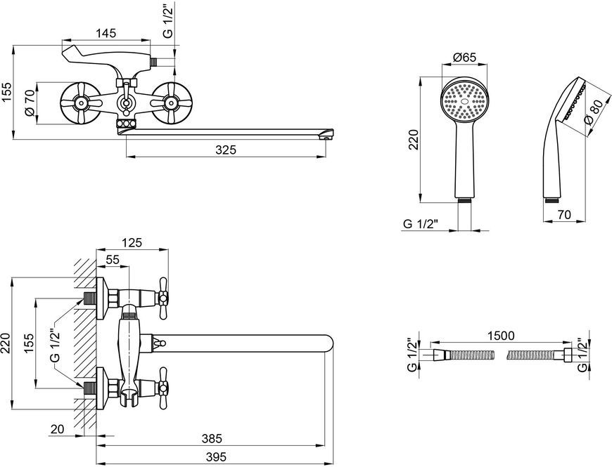 Змішувач для ванни LIDZ Dominox 143K довгий вилив LDDOM143KCRM35531 - LDDOM143KCRM35531