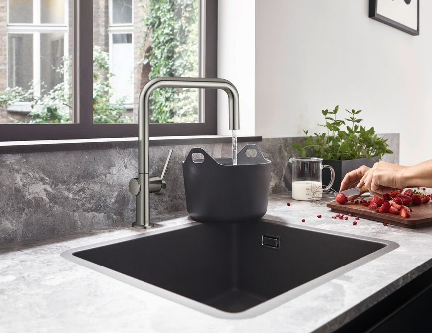 Кухонная мойка HANSGROHE S510-U450 под столешницу 500х450 Stonegrey серый камень 43431290 - 43431290