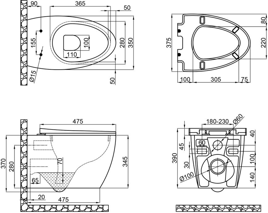 Унитаз подвесной QTAP Leo безободковый с сиденьем Soft-close QT11331002ERW - QT11331002ERW