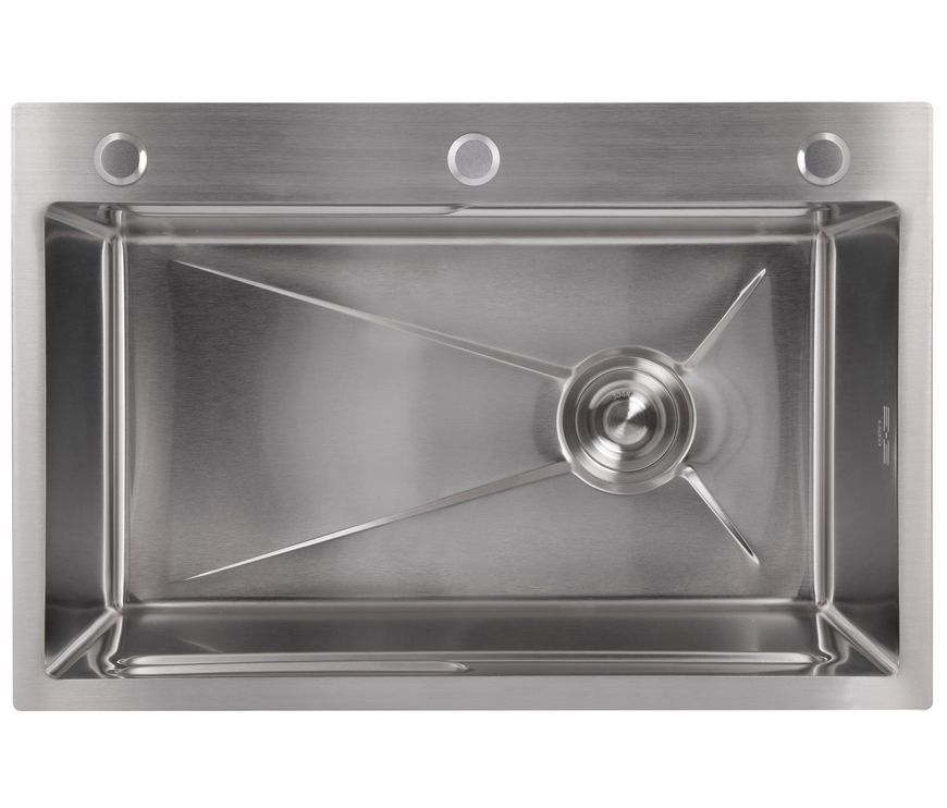 Кухонна мийка інтегрована Lidz Handmade H6845 Brushed Steel 3,0/1,0 мм LDH6845BRU49455 - LDH6845BRU49455
