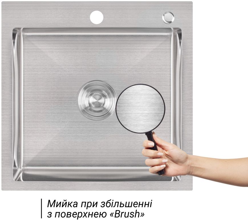 Кухонная мойка LIDZ Handmade H5050 Brushed Steel 3,0/0,8, дозатор LDH5050BRU35375 - LDH5050BRU35375