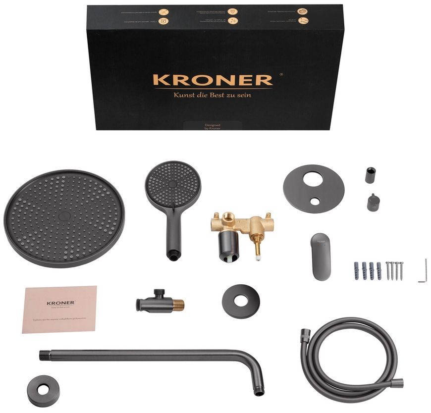 Душевая система скрытого монтажа Kroner Element 211335B-5301 на 2 потребителя, латунь, графит CV036002 - Element 211335B-5301