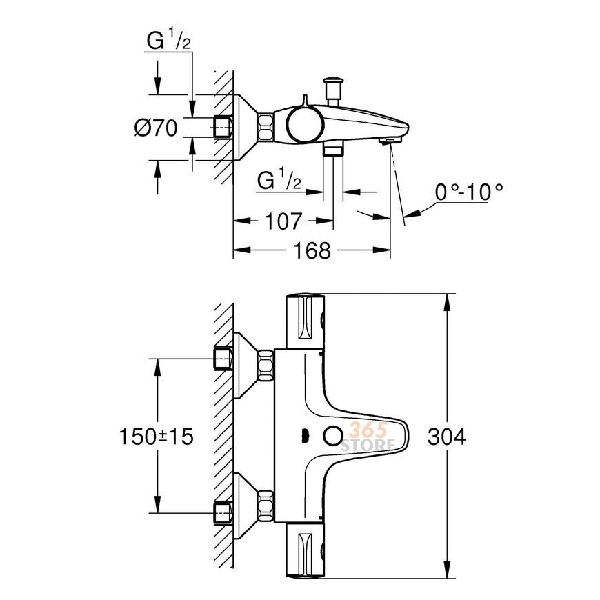Змішувач для ванни термостатичний GROHE Grohtherm 800 34567000 - 34567000