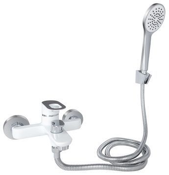Змішувач для ванни Lidz Latwa 006 з душовим гарнітуром LDLAT006WHI45424 білий/хром - LDLAT006WHI45424