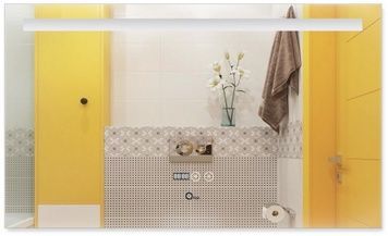 Дзеркало QTAP Mideya 1000х600 (DC-F609) з LED-підсвічуванням, антизапотіванням, годинником, сенсорним вимикачем QT2078F609W