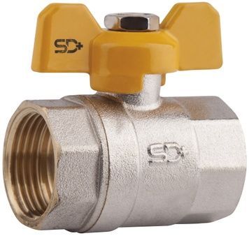Кран шаровой SD Plus 1" ВР для газа (бабочка) латунь SD602G25