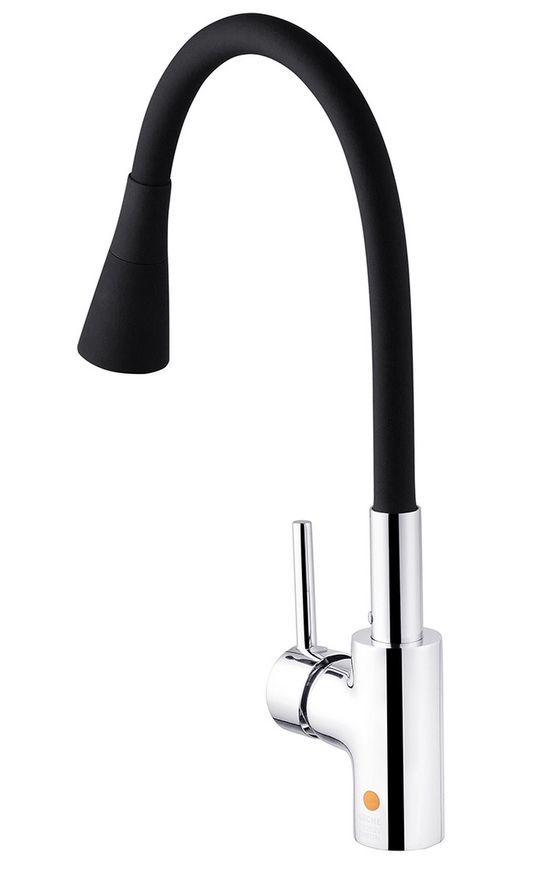 Смеситель для кухни с гибким изливом Kroner KRP Kuche-C031BLK латунь хром/черный CV024338 - Kuche-C031BLK