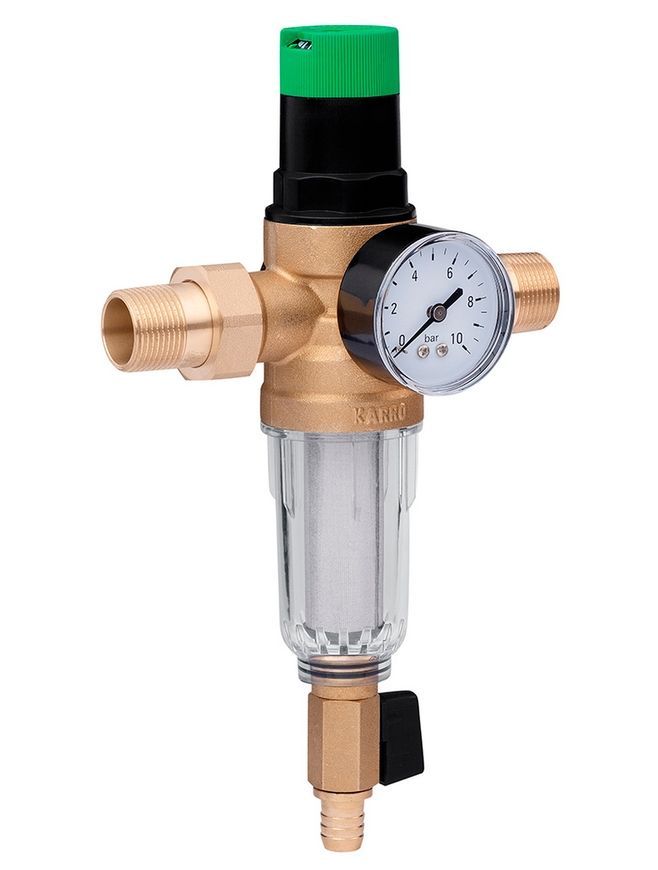 Фільтр самоочисний з редуктором тиску Karro 3/4" ЗЗ прозора колба, латунь KR8800/3 CV021908 - KR8800/3